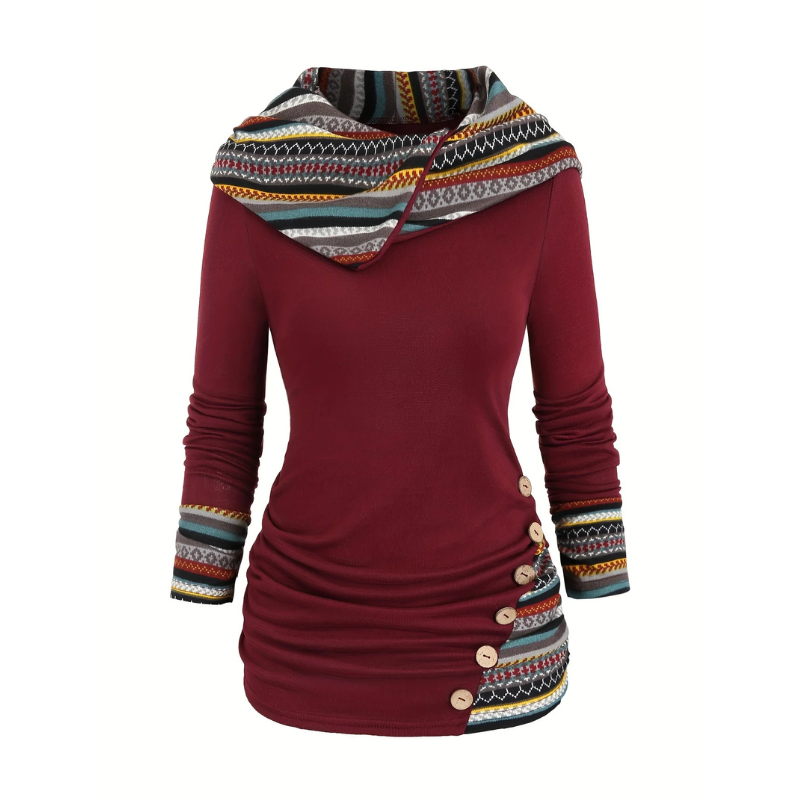 SIERRA Boho Patchwork kapucnis pulóver