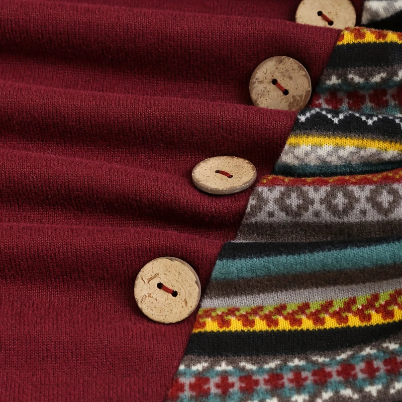 SIERRA Boho Patchwork kapucnis pulóver