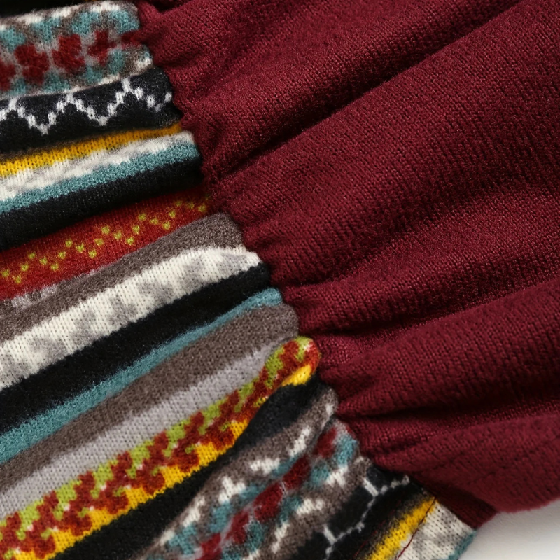 SIERRA Boho Patchwork kapucnis pulóver