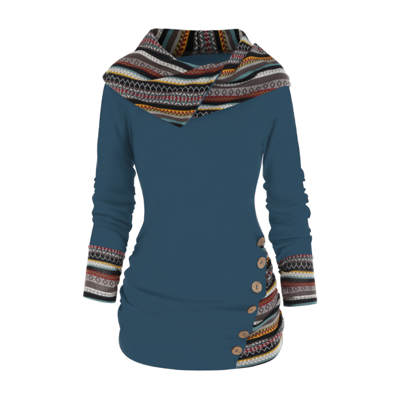 SIERRA Boho Patchwork kapucnis pulóver