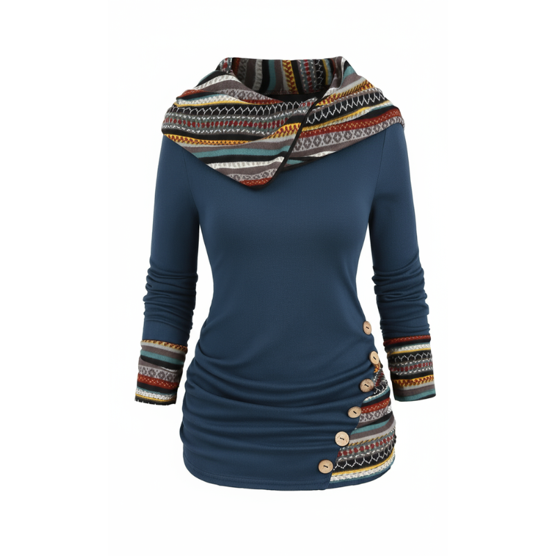 SIERRA Boho Patchwork kapucnis pulóver