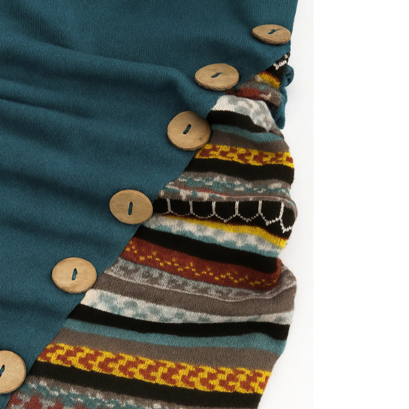 SIERRA Boho Patchwork kapucnis pulóver