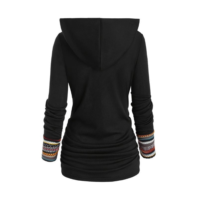 SIERRA Boho Patchwork kapucnis pulóver