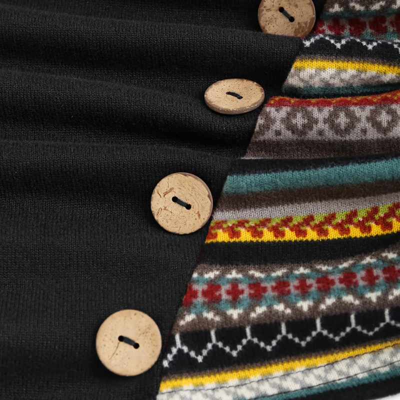 SIERRA Boho Patchwork kapucnis pulóver