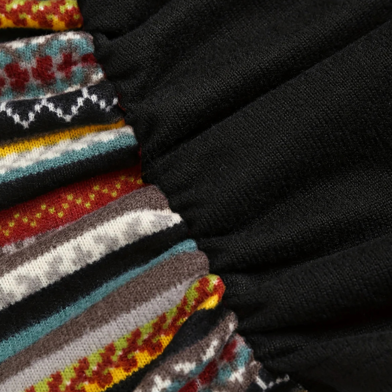 SIERRA Boho Patchwork kapucnis pulóver
