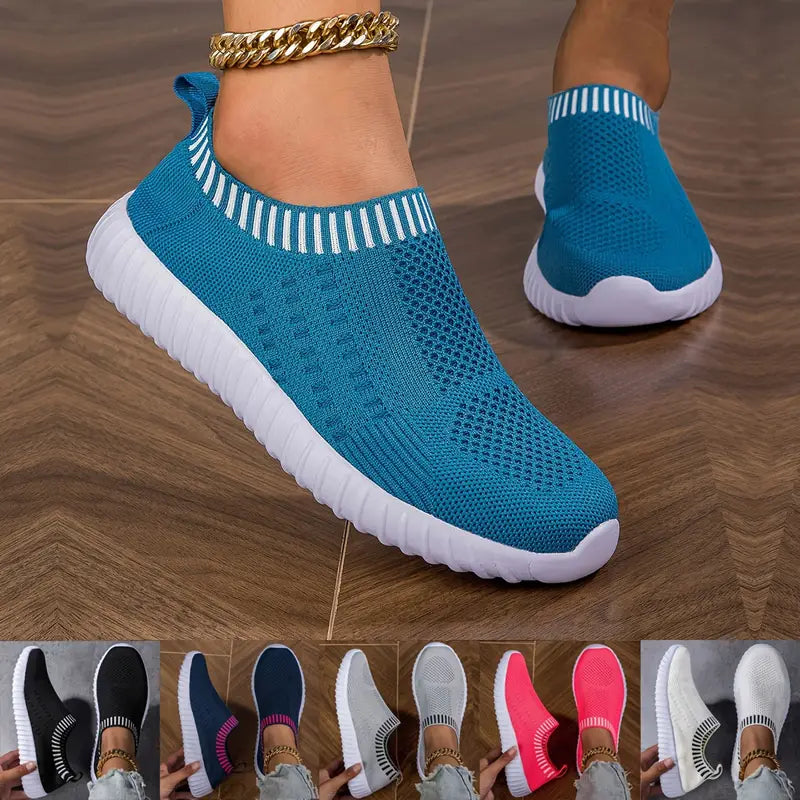 Légáteresztő kötött slip-on tornacipő